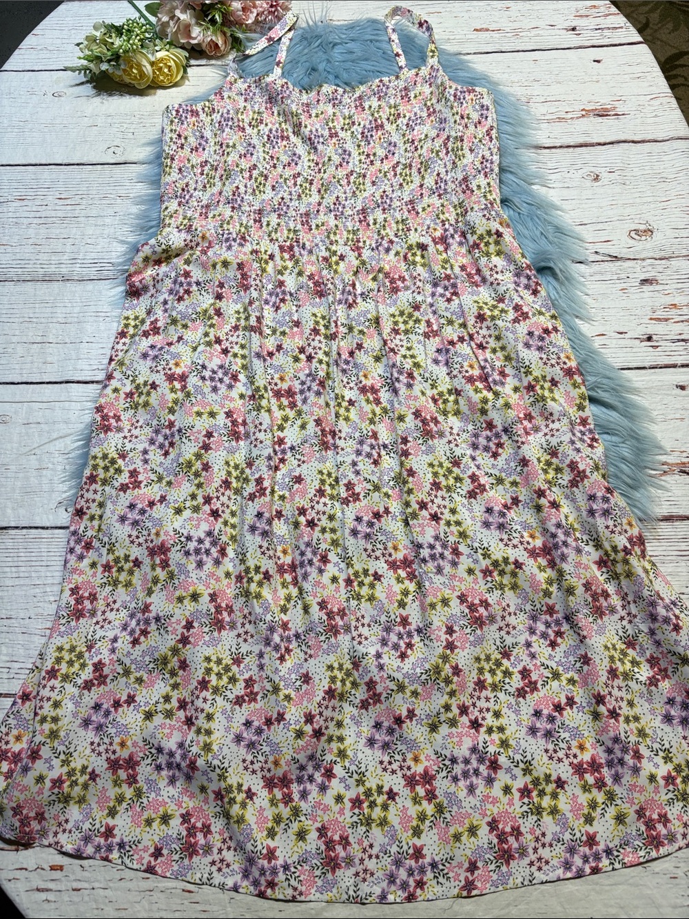 NWT Old Navy Smocked Cami Multi Floral Maxi Dress sz XXL